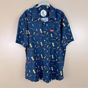 Joyride Brewing Men’s Graphic Short Sleeve Button Up Shirt XL Camp Novelty Party